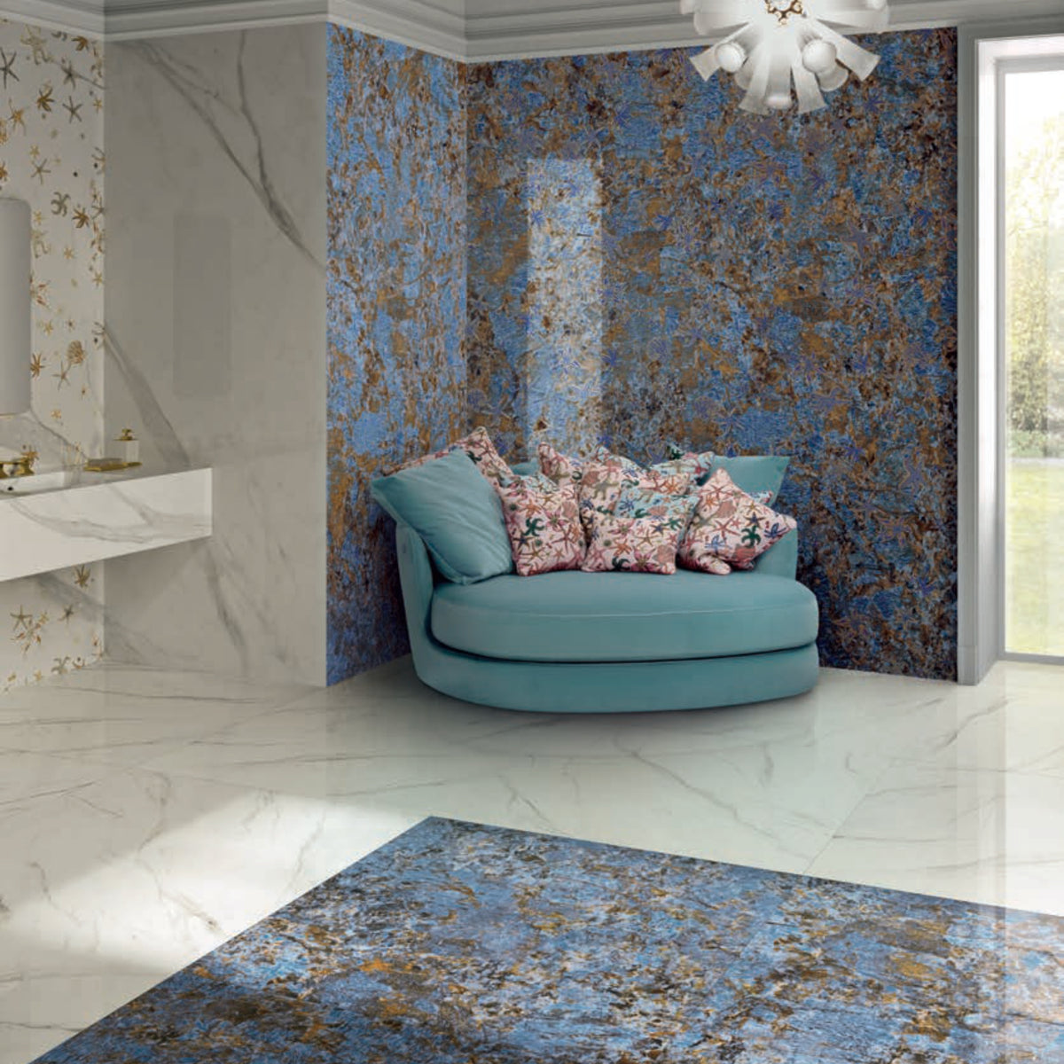 Galaxy Blue Ceramic Marble Effect