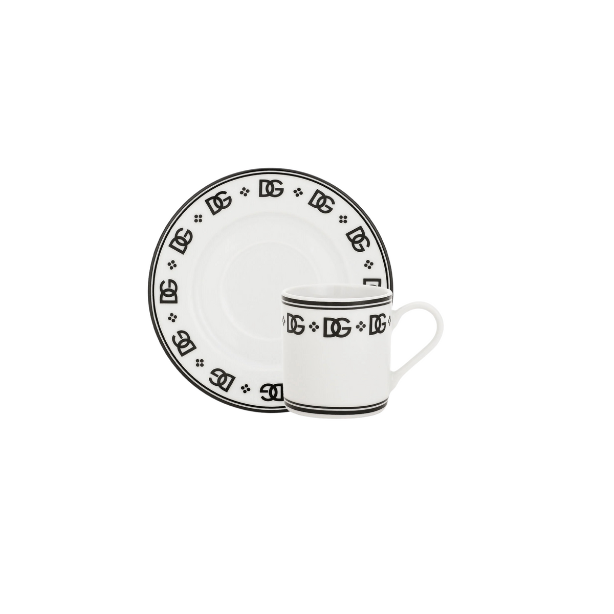 Set de 2 tasses à espresso avec sous-tasses DG logo de Dolce & Gabbana Casa