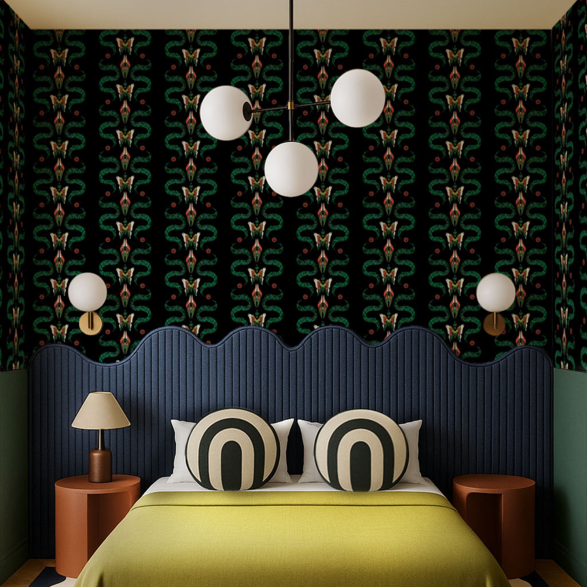 Papier peint Zigzag Bugs Onyx de Mavoix