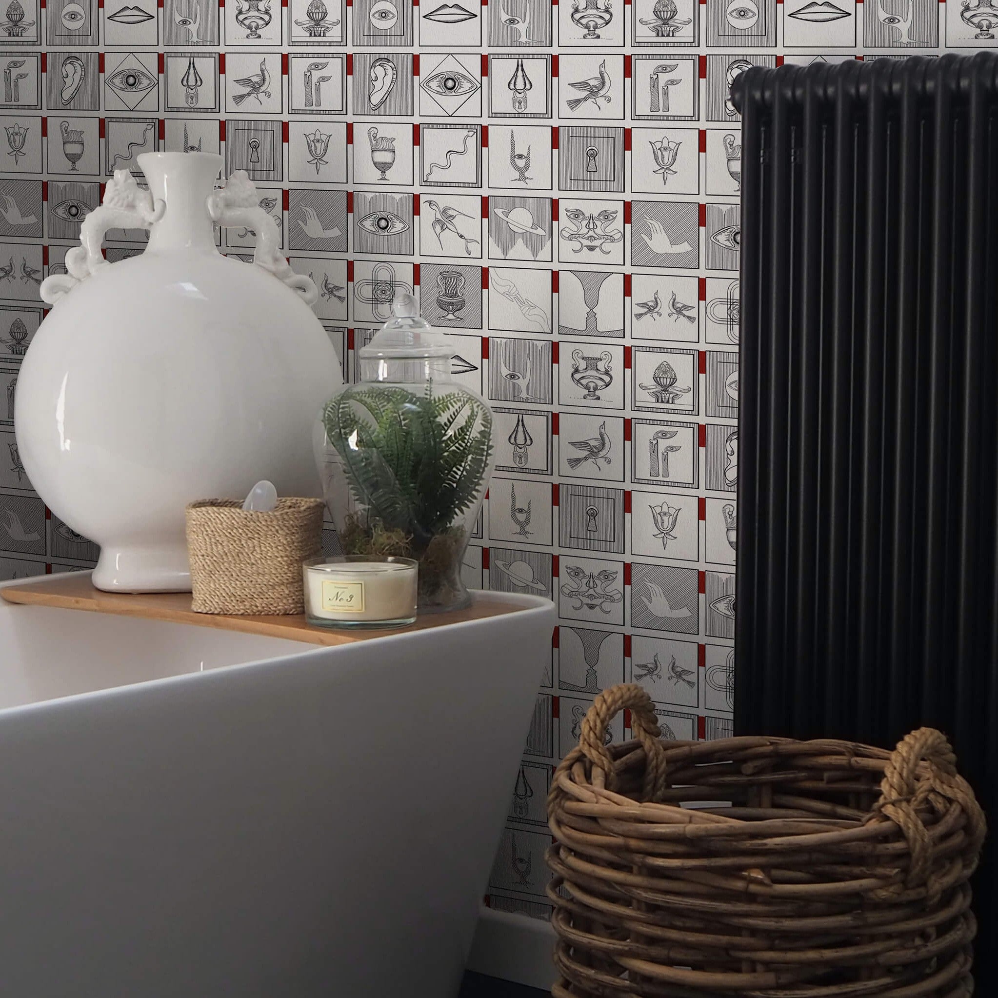 Papier peint Alchemici Bianco & Rosso Merlot