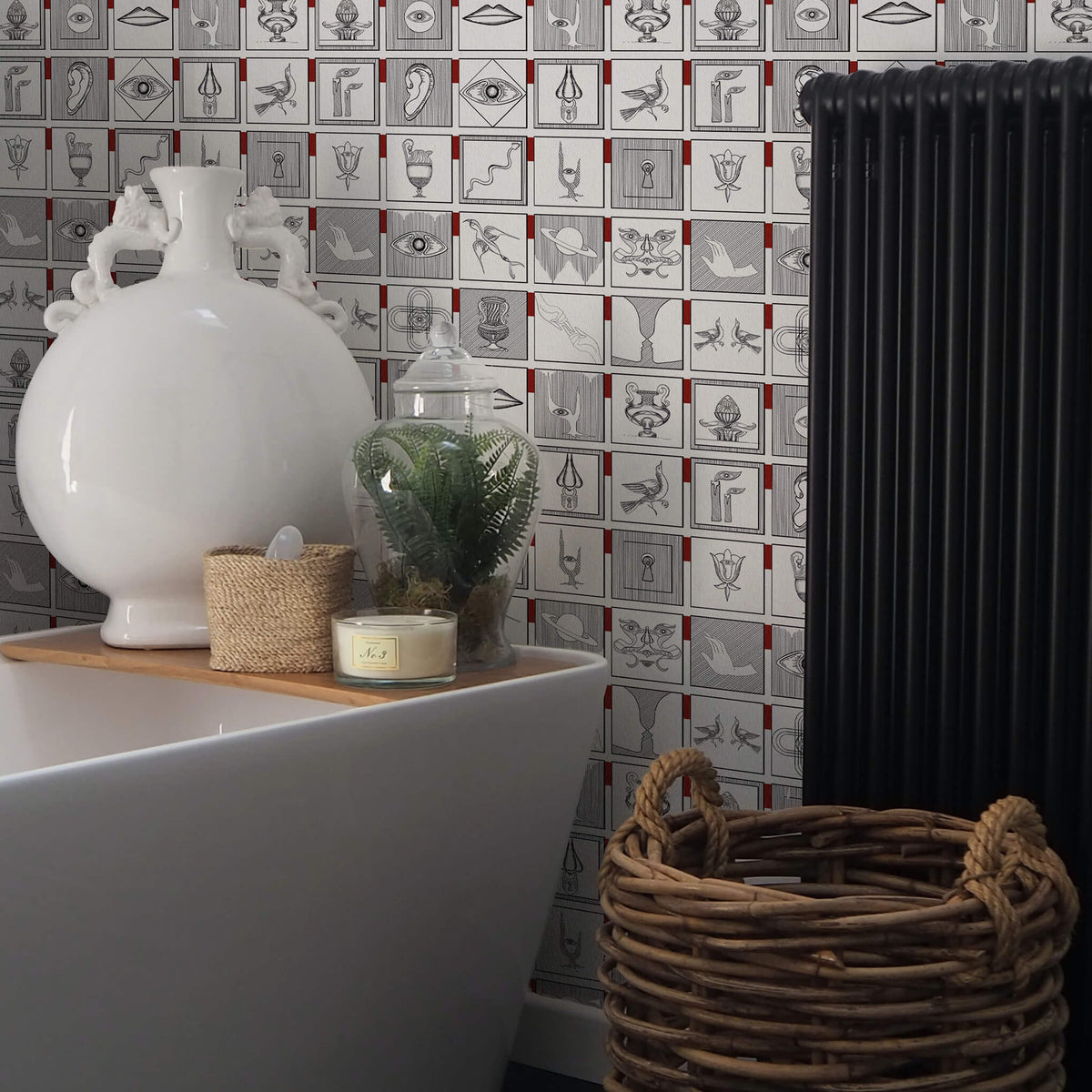 Papier peint Alchemici Bianco & Rosso Merlot