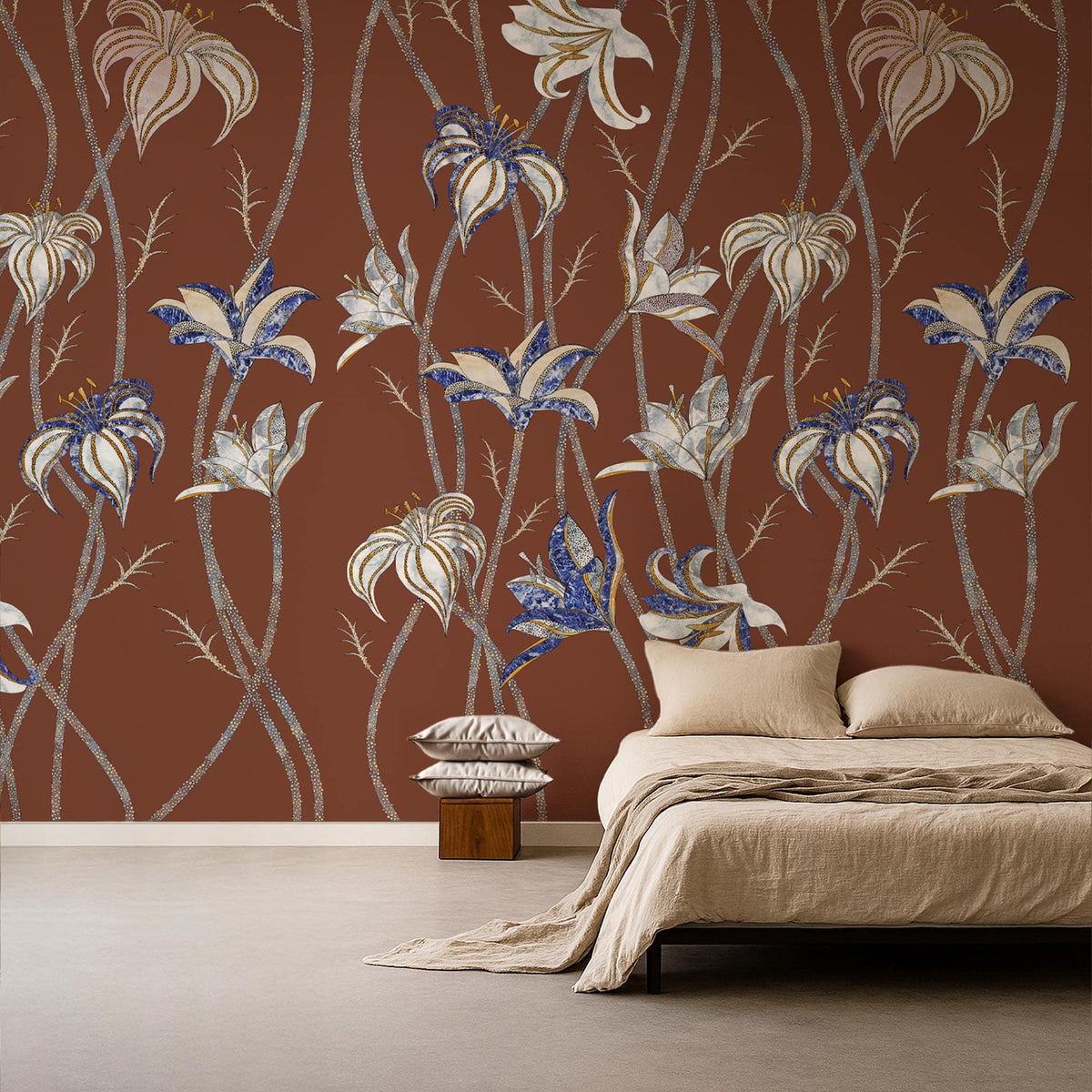 Papier peint Fiori Terracotta