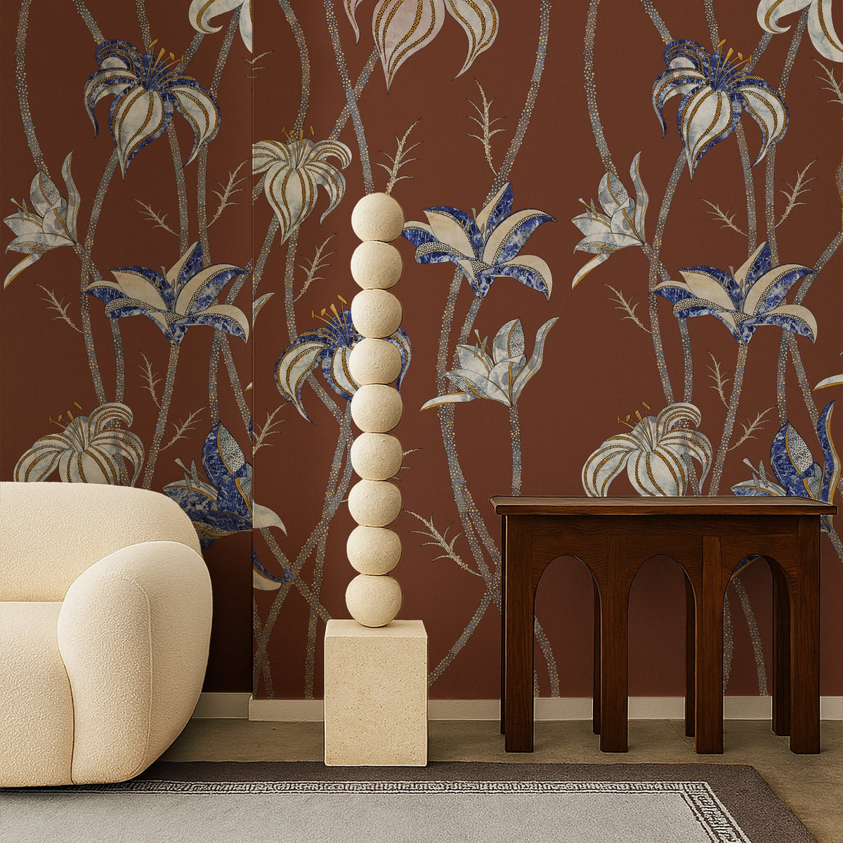 Papier peint Fiori Terracotta
