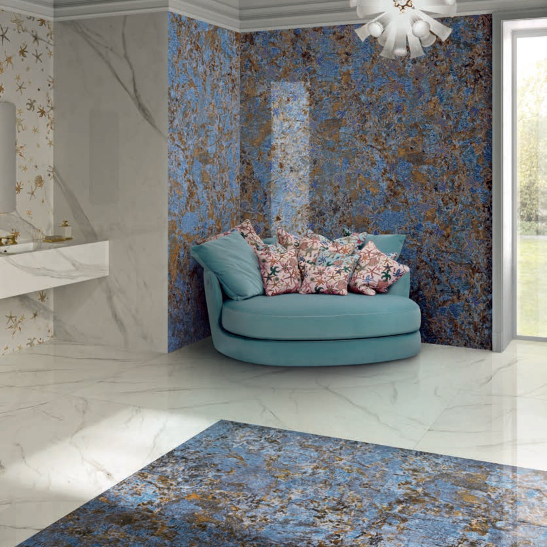 Galaxy Blue Ceramic Marble Effect