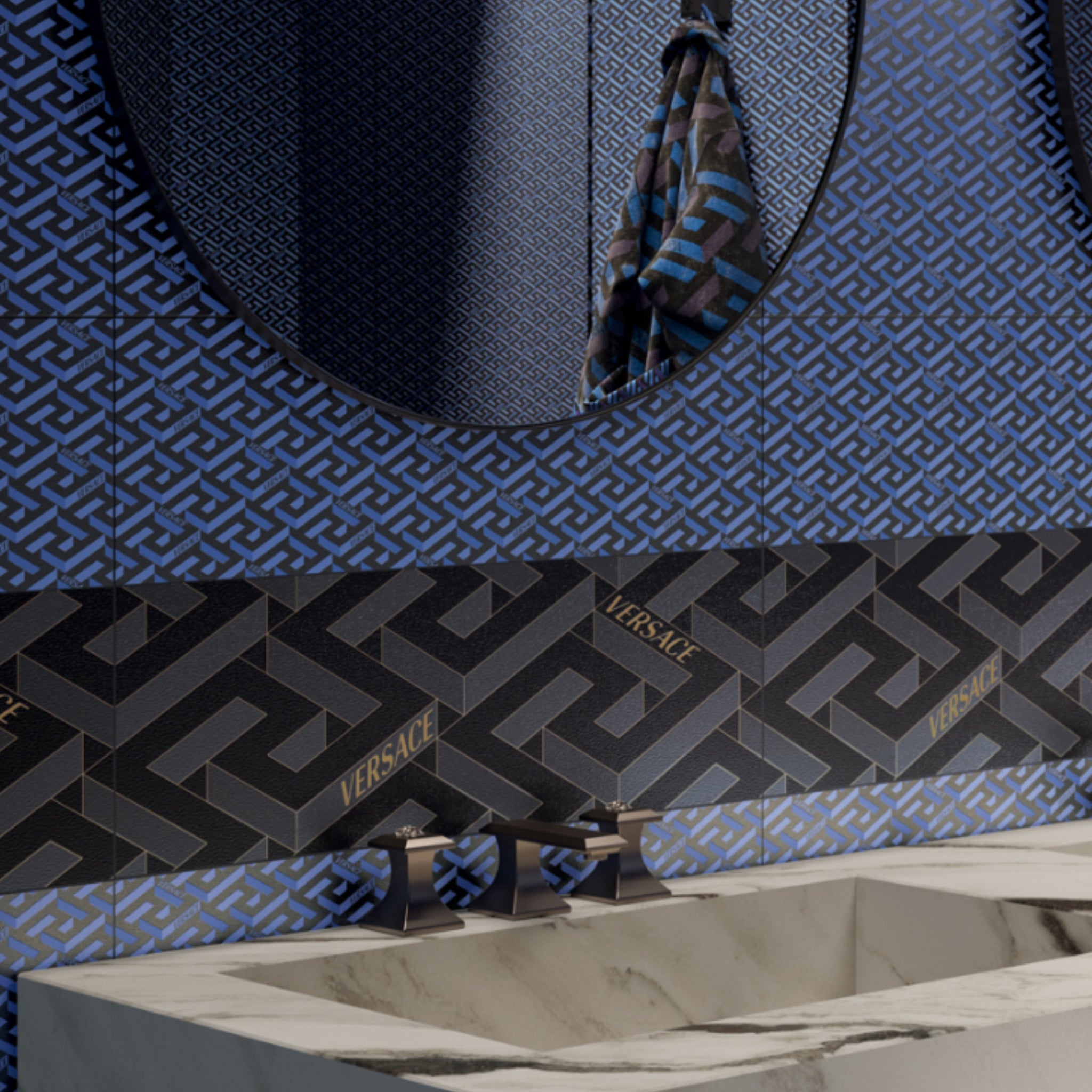 Céramique La Greca Midi Blue de Versace Ceramics