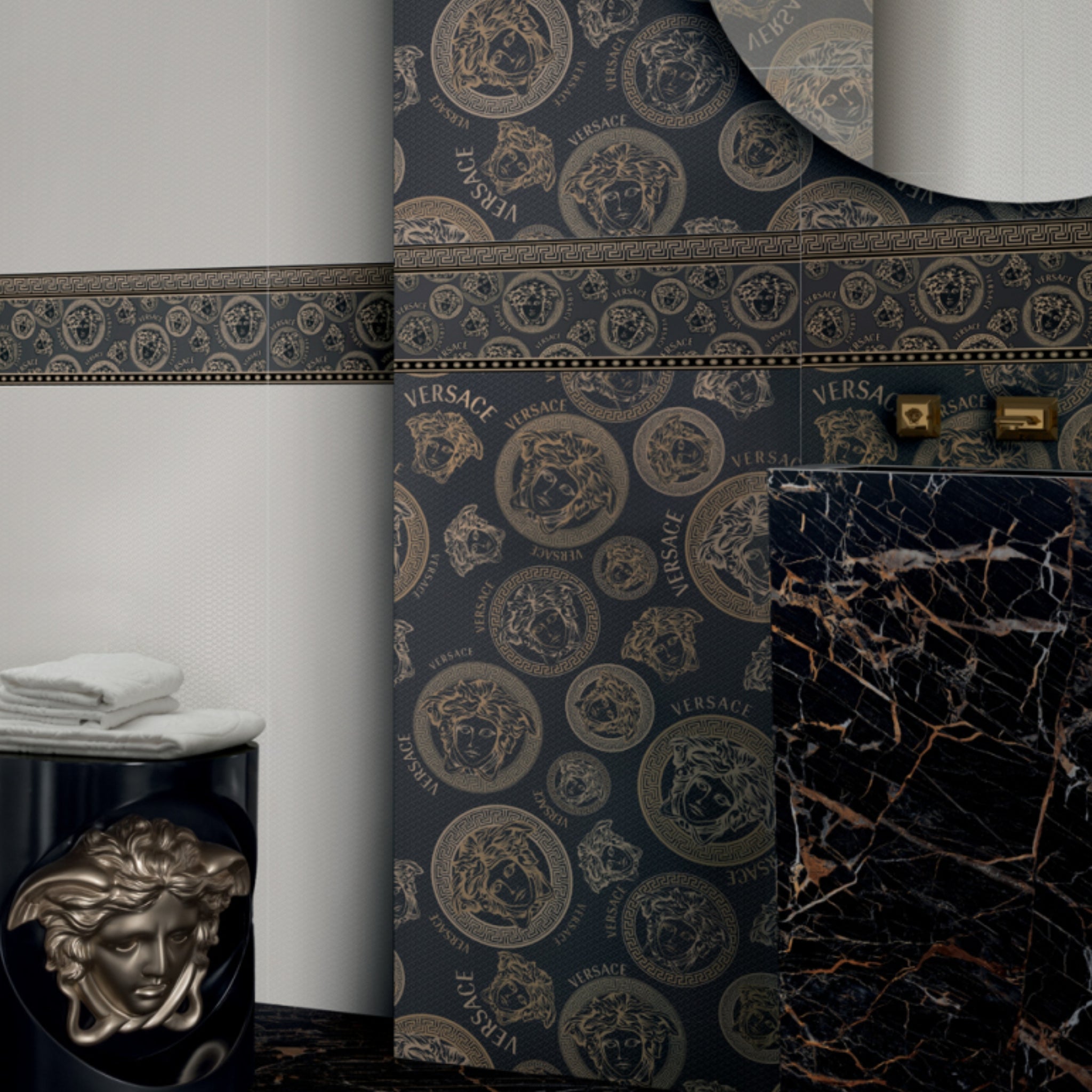 Tarsia Prospect Avorio ceramic by Versace Ceramics | Maison Territo