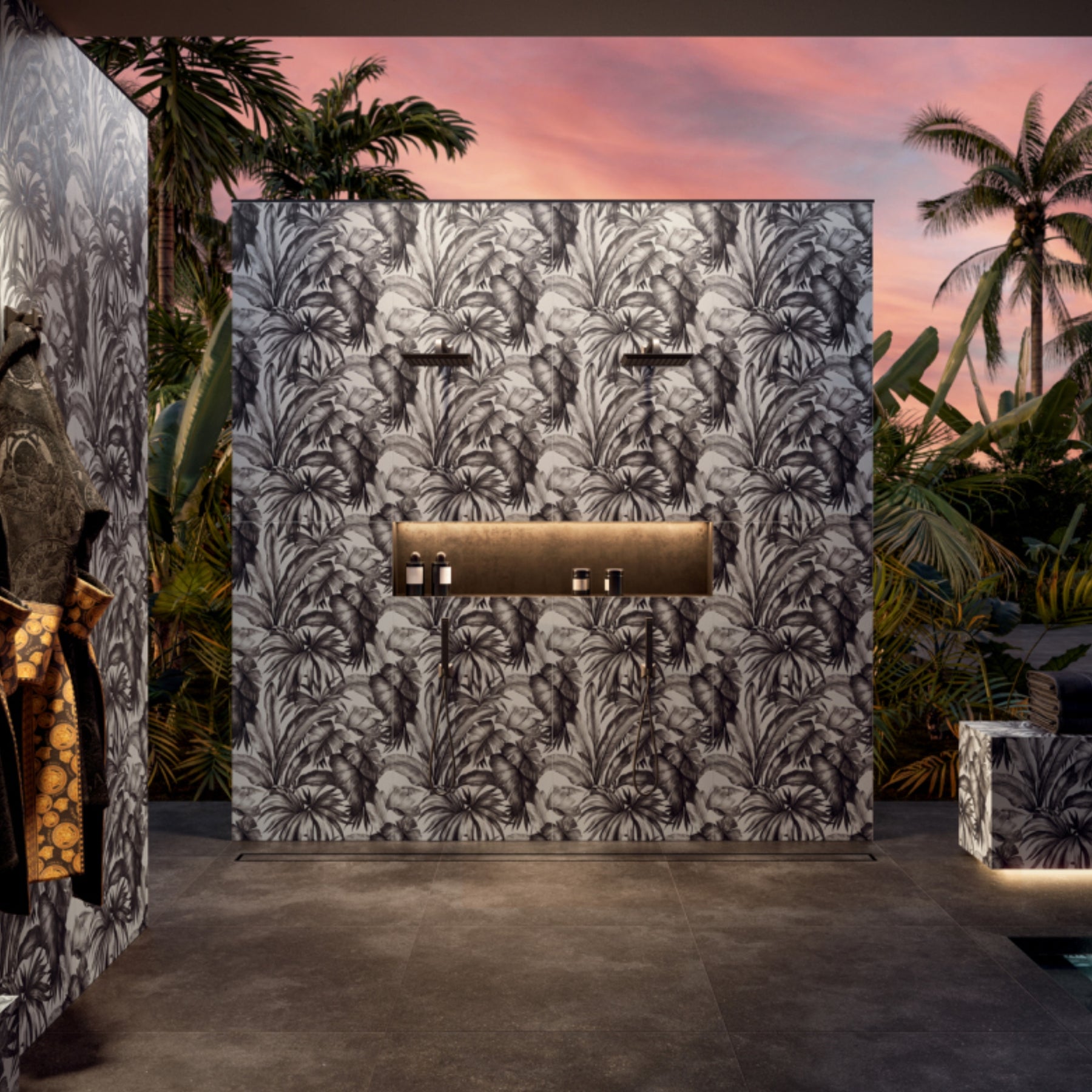 Céramique Palm Black & White de Versace Ceramics
