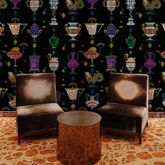 Papier peint Ludovica Nero Mezzanotte de MaVoix