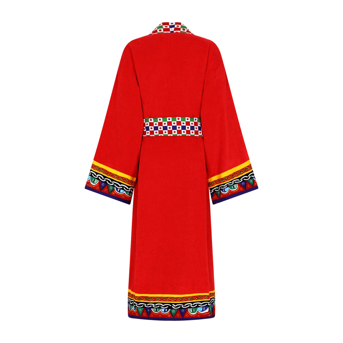 Peignoir en coton éponge Carretto Siciliano rouge de Dolce & Gabbana Casa