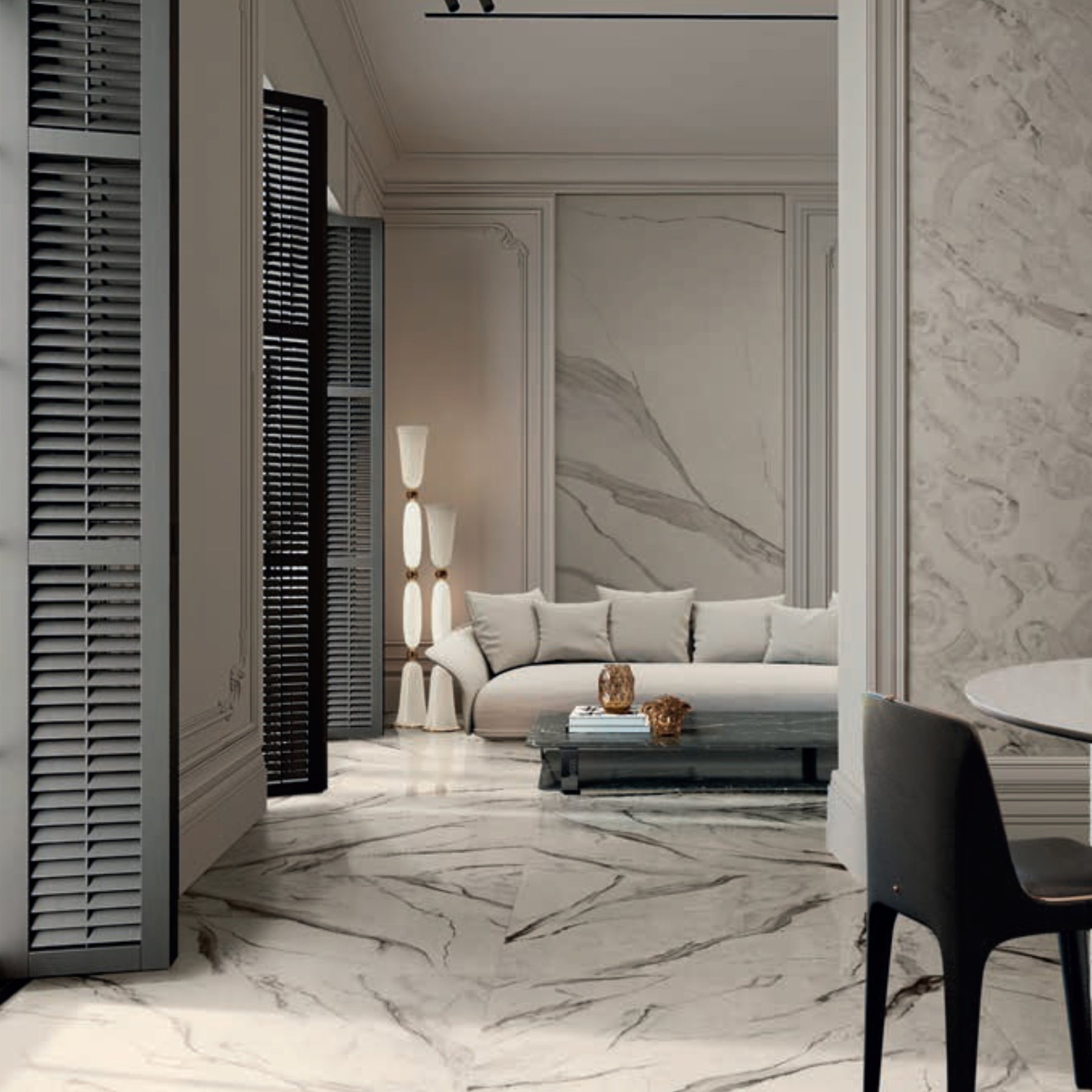 Céramique Statuario White Megabarocco Effet marbre de Versace Ceramics