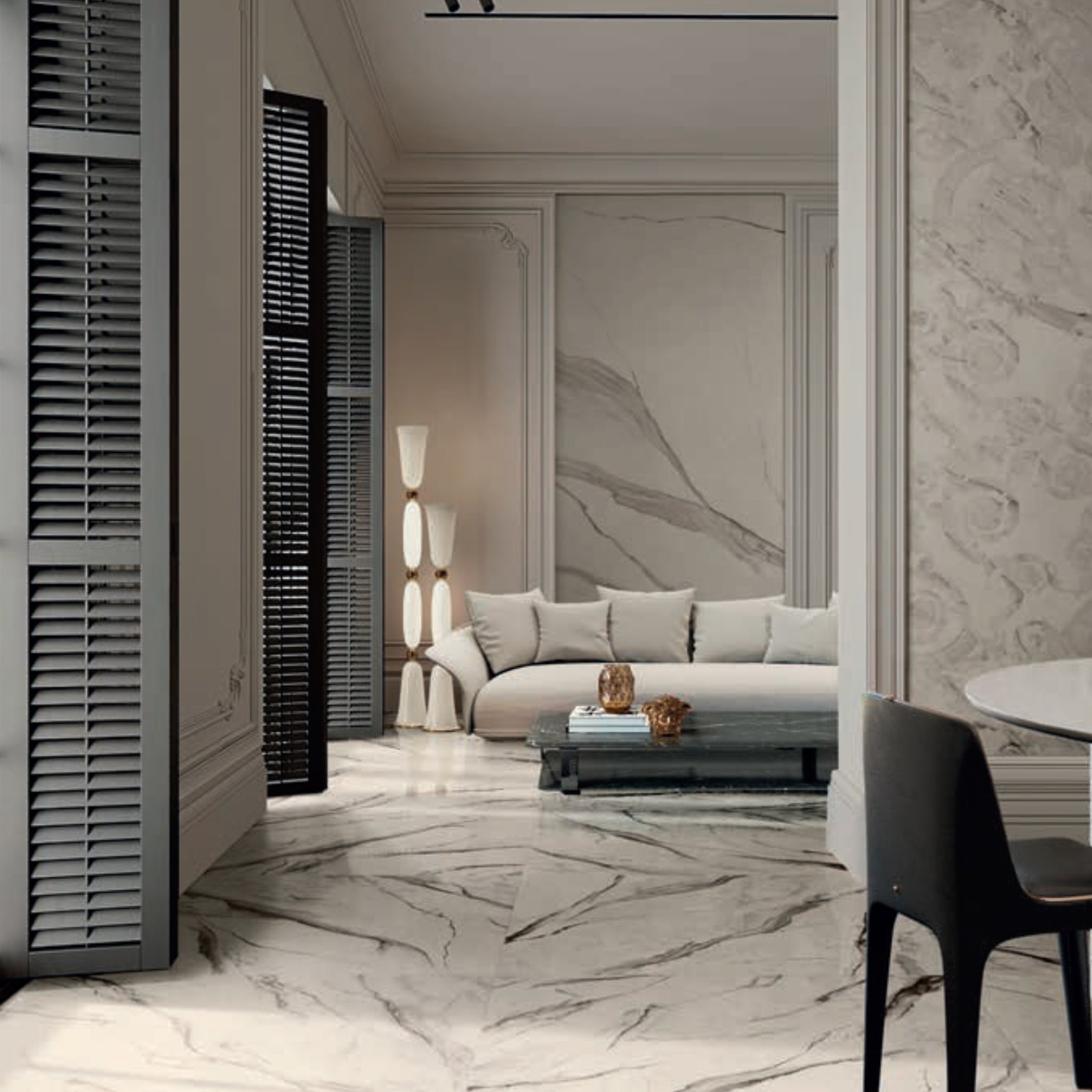 Céramique Statuario White Megabarocco Effet marbre de Versace Ceramics