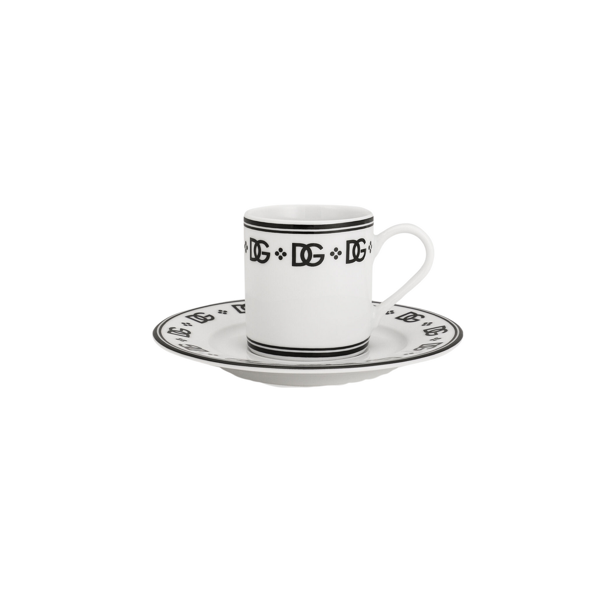 Set de 2 tasses à espresso avec sous-tasses DG logo de Dolce & Gabbana Casa