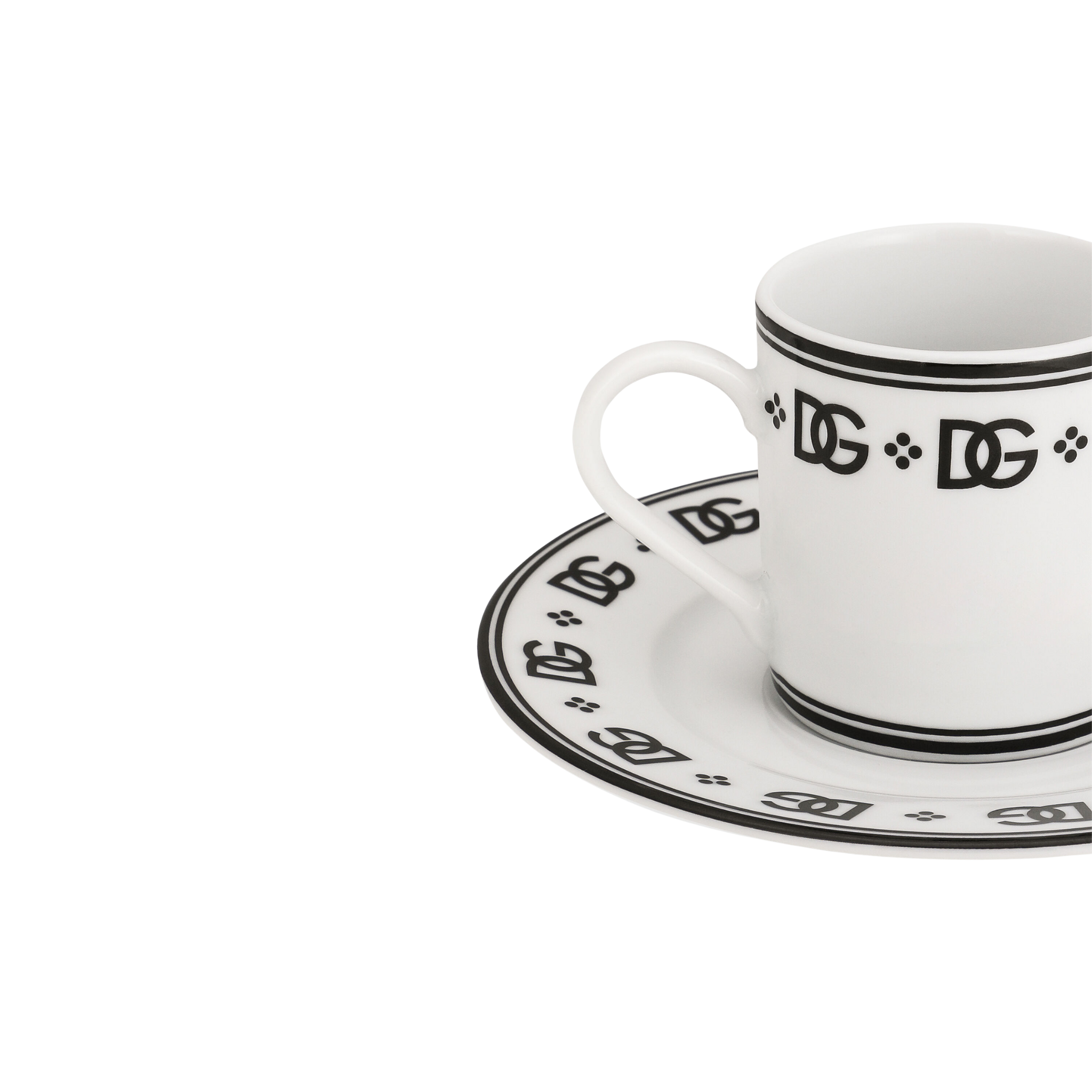 Set de 2 tasses à espresso avec sous-tasses DG logo de Dolce & Gabbana Casa