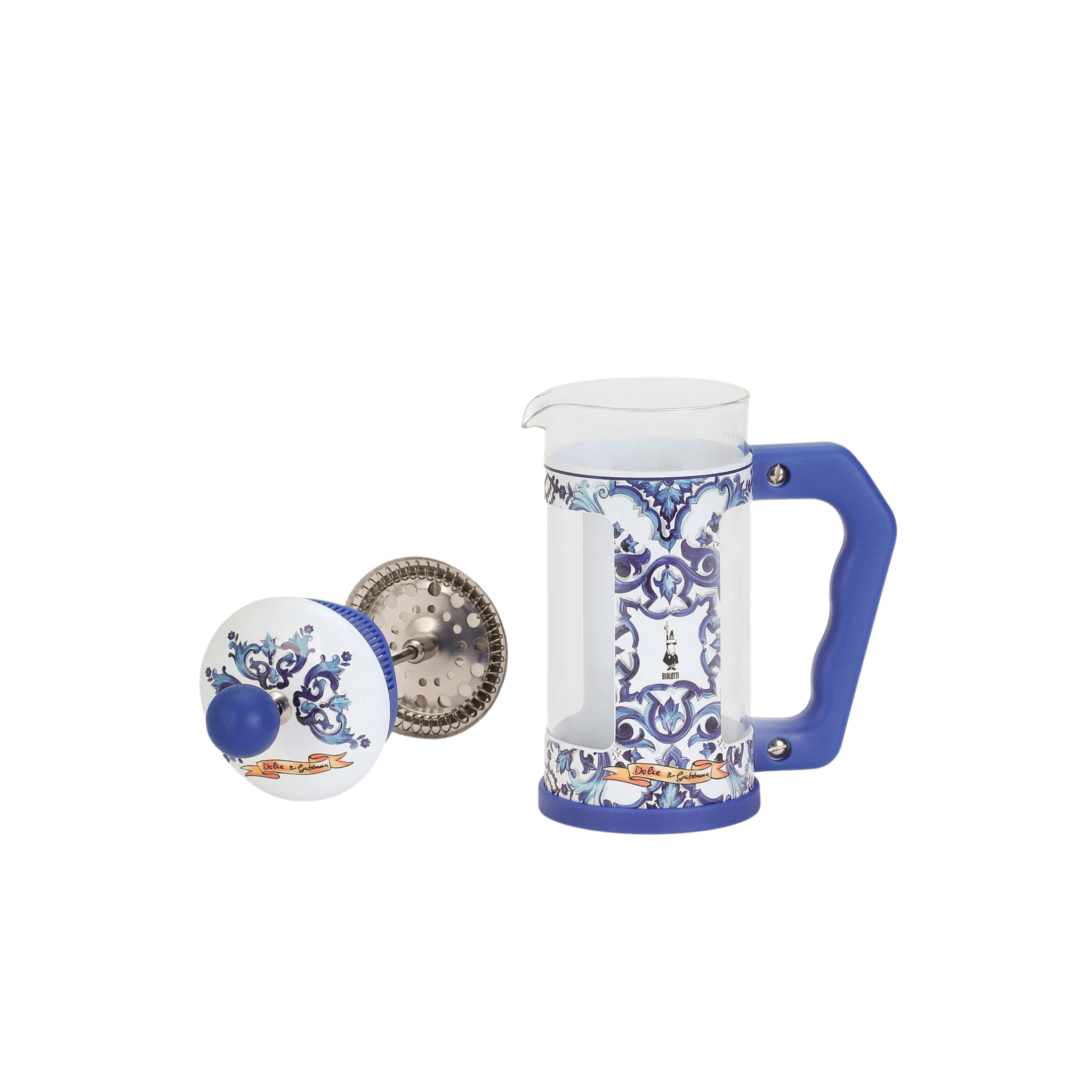 La cafetière à piston Bialetti Blu Mediterraneo de Dolce & Gabbana Casa