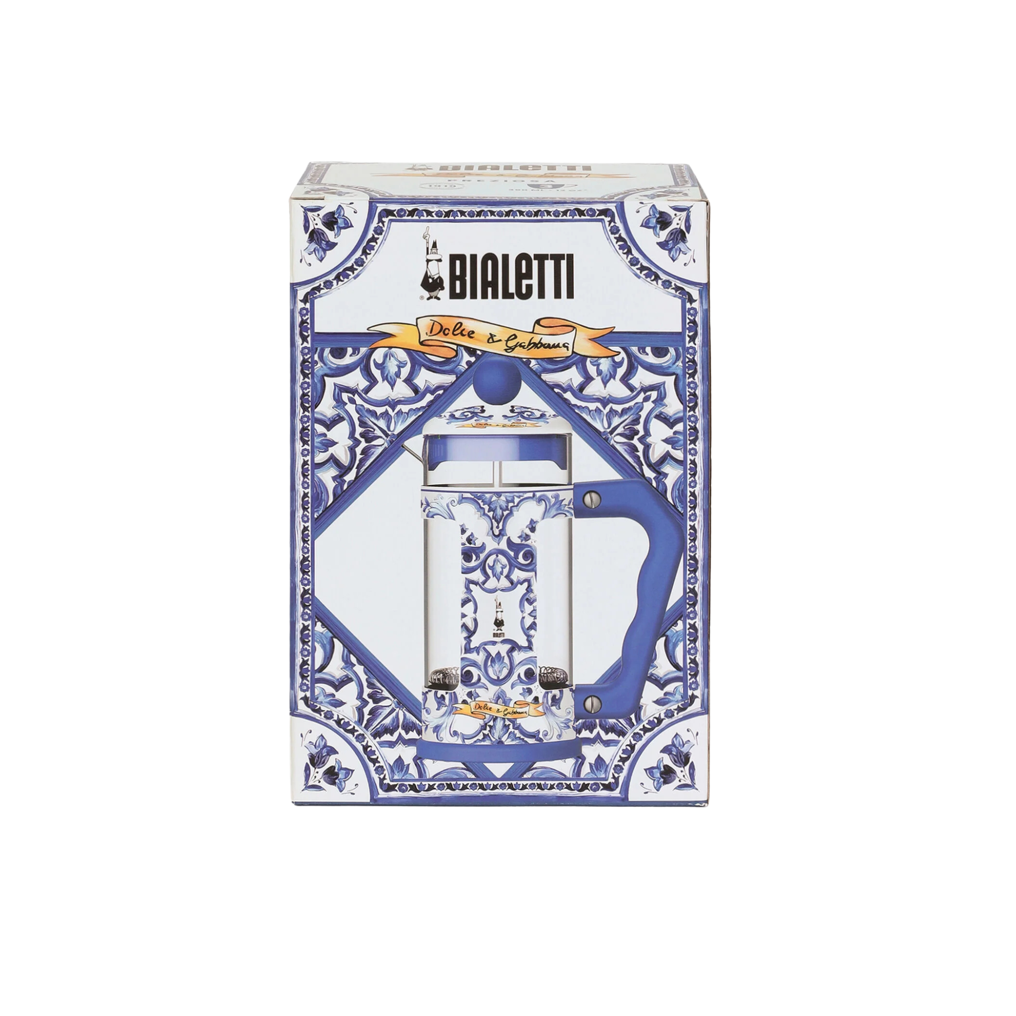 La cafetière à piston Bialetti Blu Mediterraneo de Dolce & Gabbana Casa