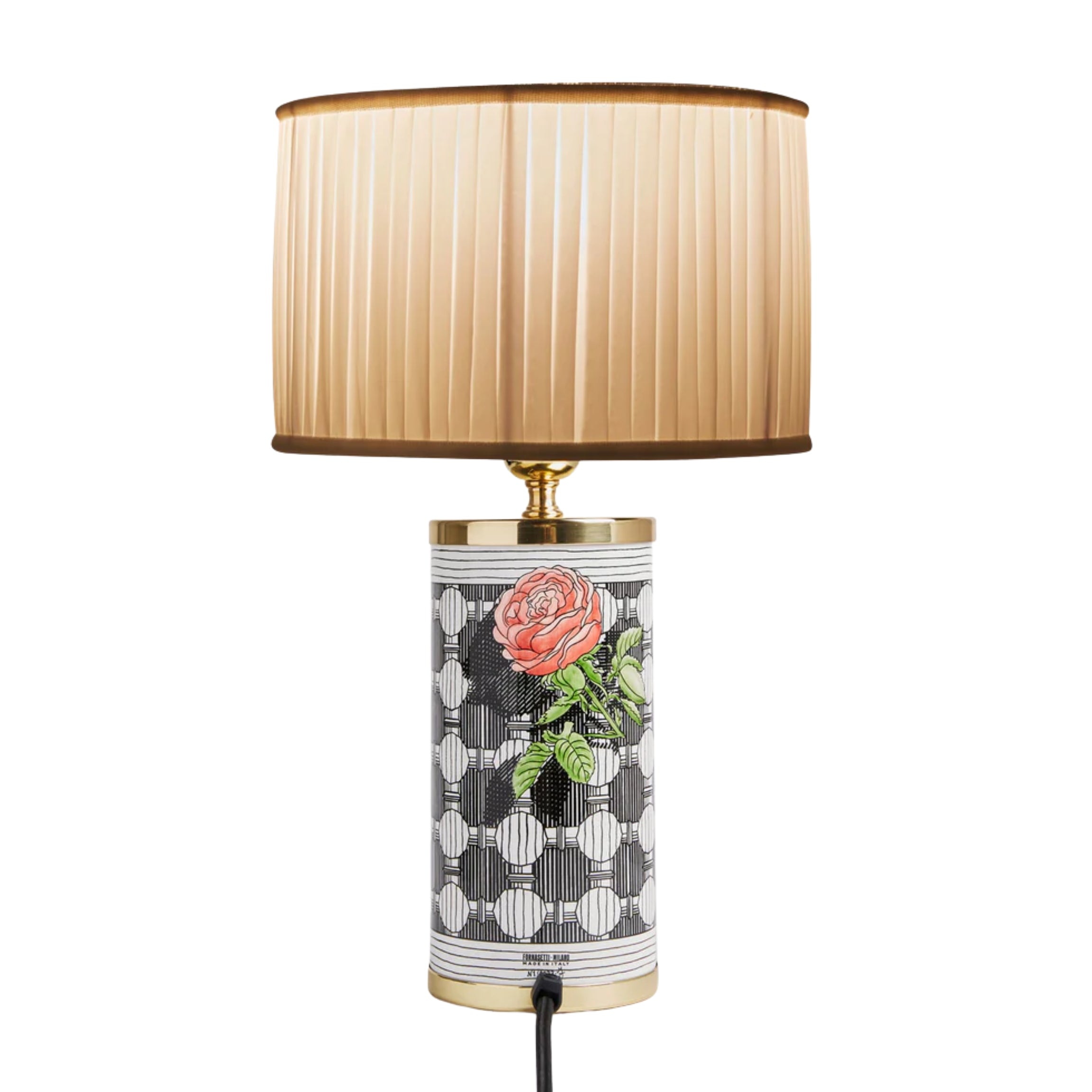 Abat-jour cylindrique en tissu plissé de Fornasetti | Maison Territo