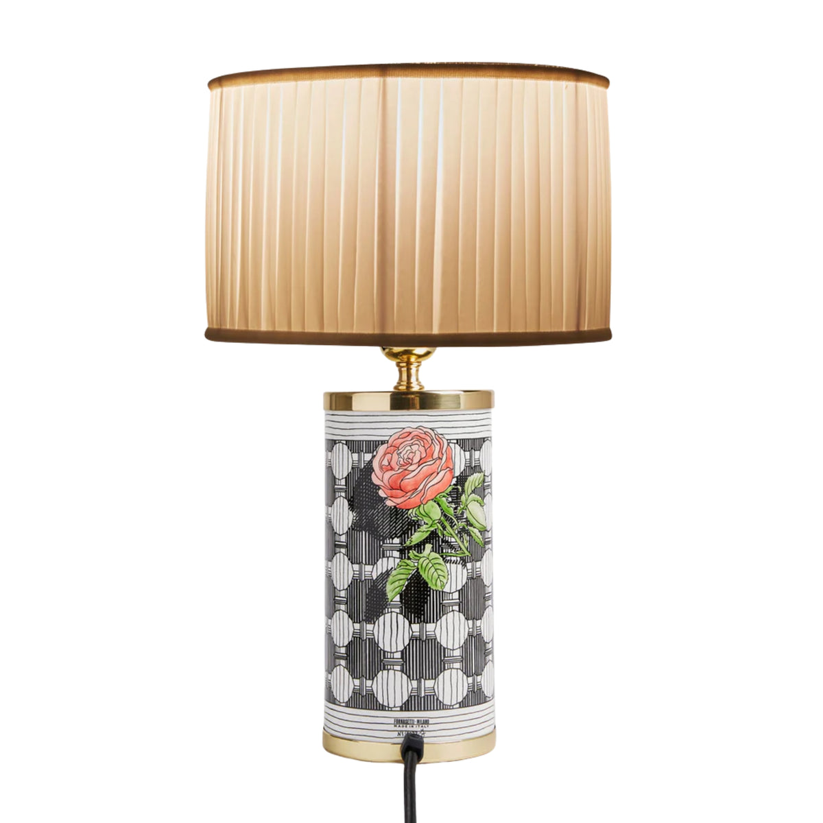 Abat-jour cylindrique en tissu plissé de Fornasetti | Maison Territo