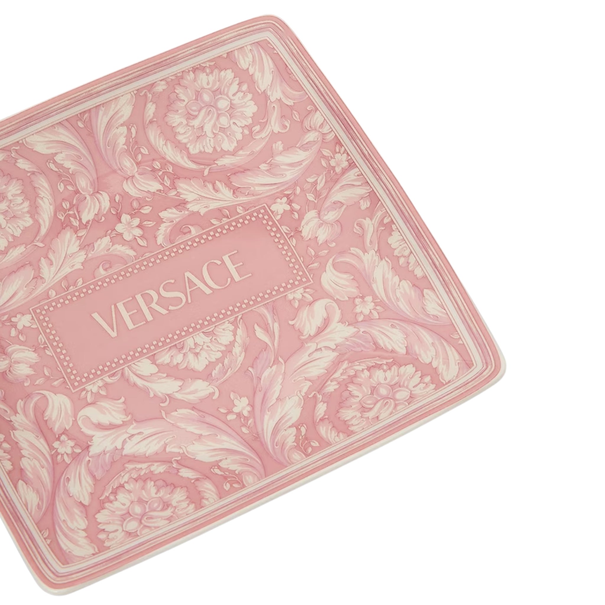 Assiette carrée Barocco Rose de Versace Home