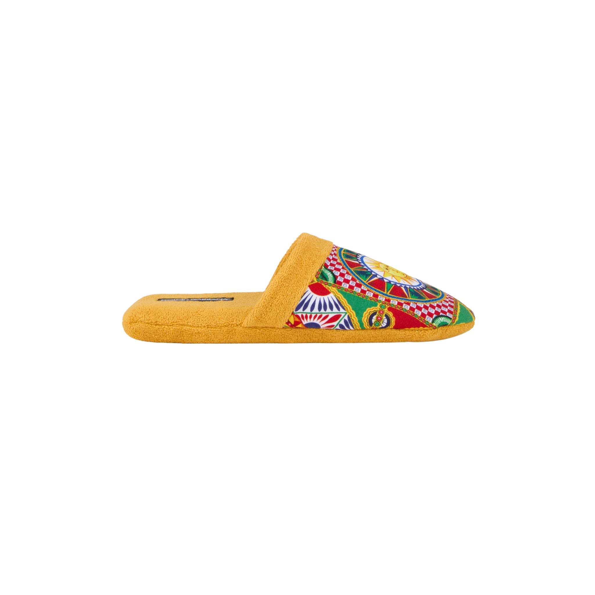 Chaussons en coton éponge Carretto Siciliano jaune de Dolce & Gabbana Casa
