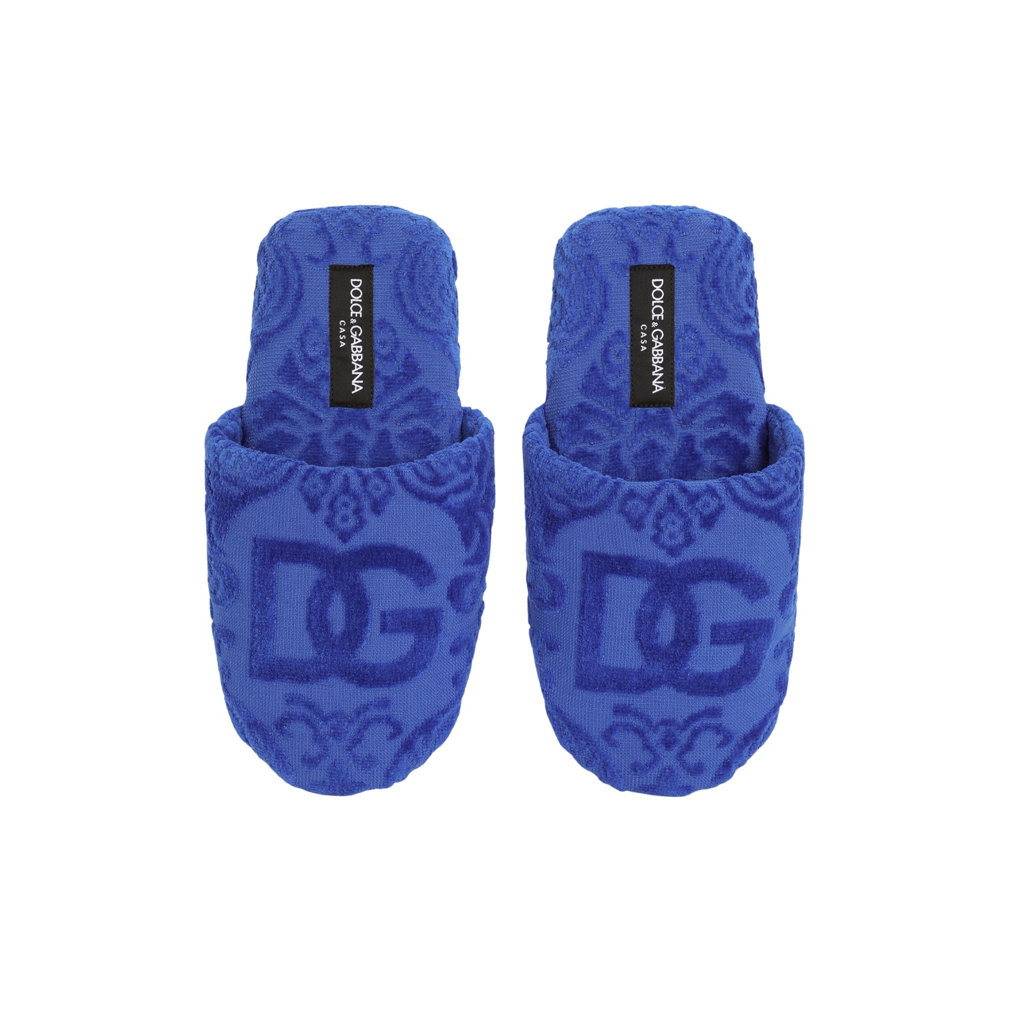 Chaussons en coton éponge jacquard DG Logo de Dolce & Gabbana Casa