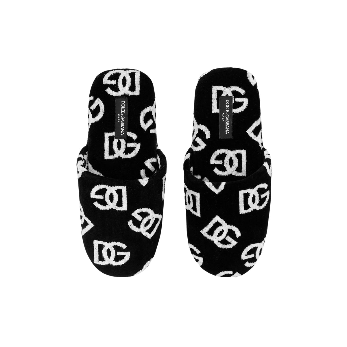 Chaussons en coton éponge jacquard DG Logo de Dolce & Gabbana