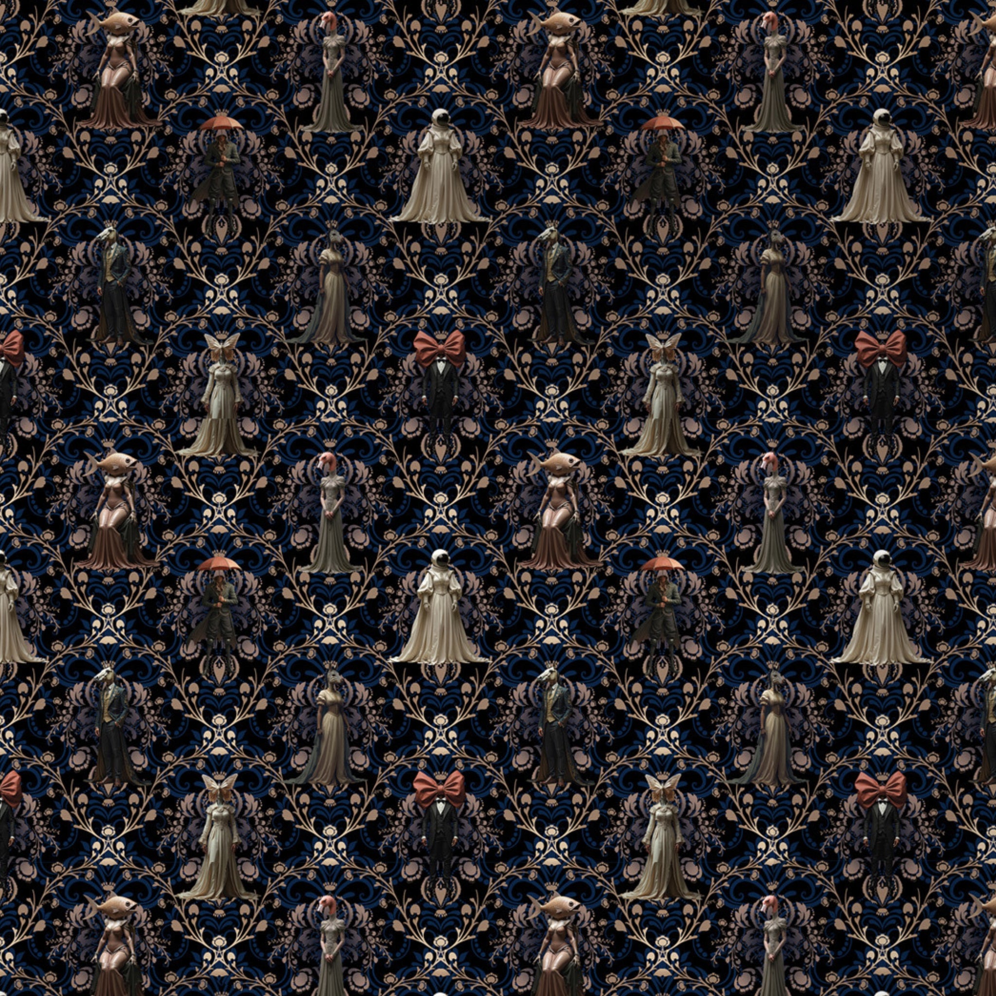 Papier peint Mascarade bleu de Nomad Design