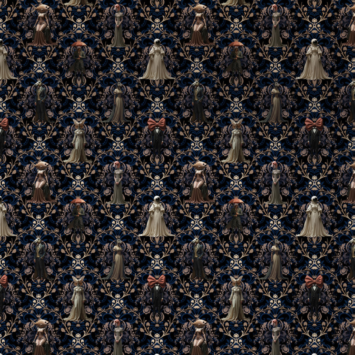 Papier peint Mascarade bleu de Nomad Design