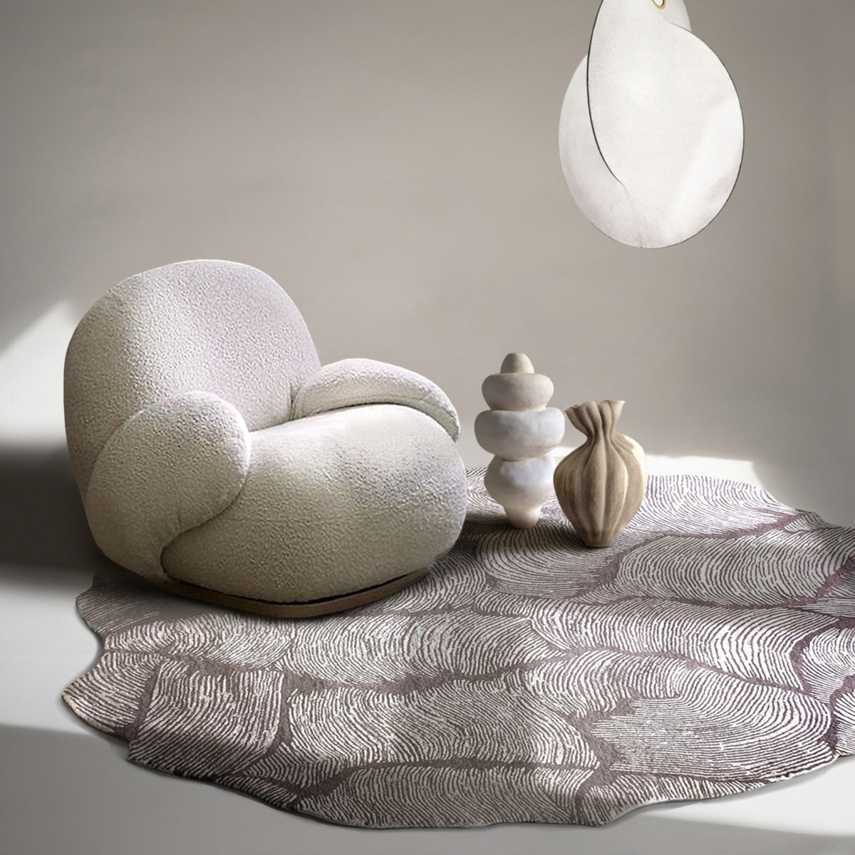 Tapis Oceano Round Taupe par Mohebban Milano