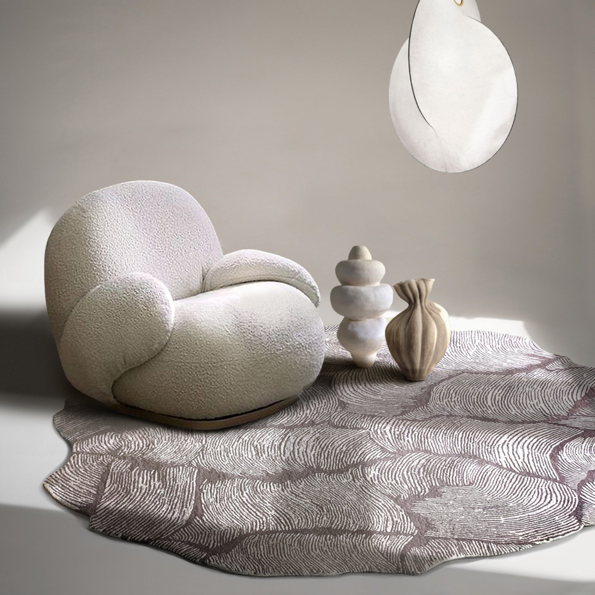 Tapis Oceano Round Taupe par Mohebban Milano