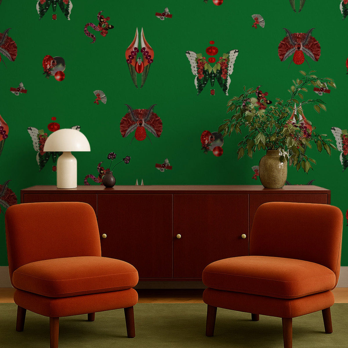 Papier peint Jewelry Bugs Verde Smeraldo de Mavoix