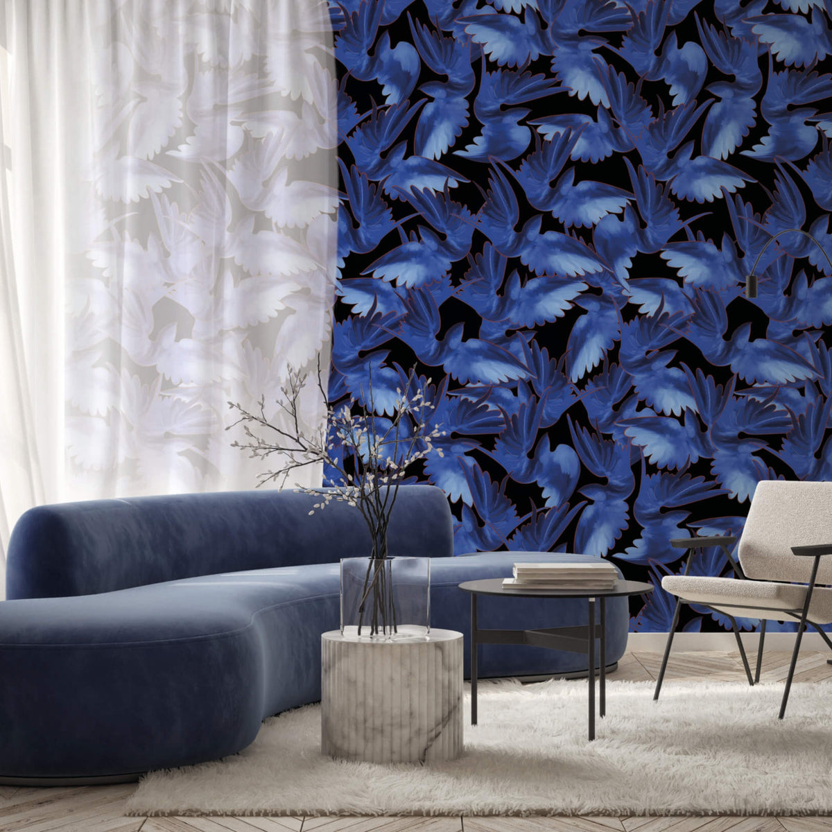 Papier peint Misteriosa Black & Blue de Leonardo Dini de MaVoix