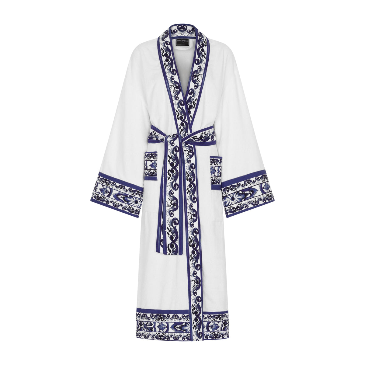 Peignoir en coton éponge Bianco Blu Mediterrane de Dolce & Gabbana Casa