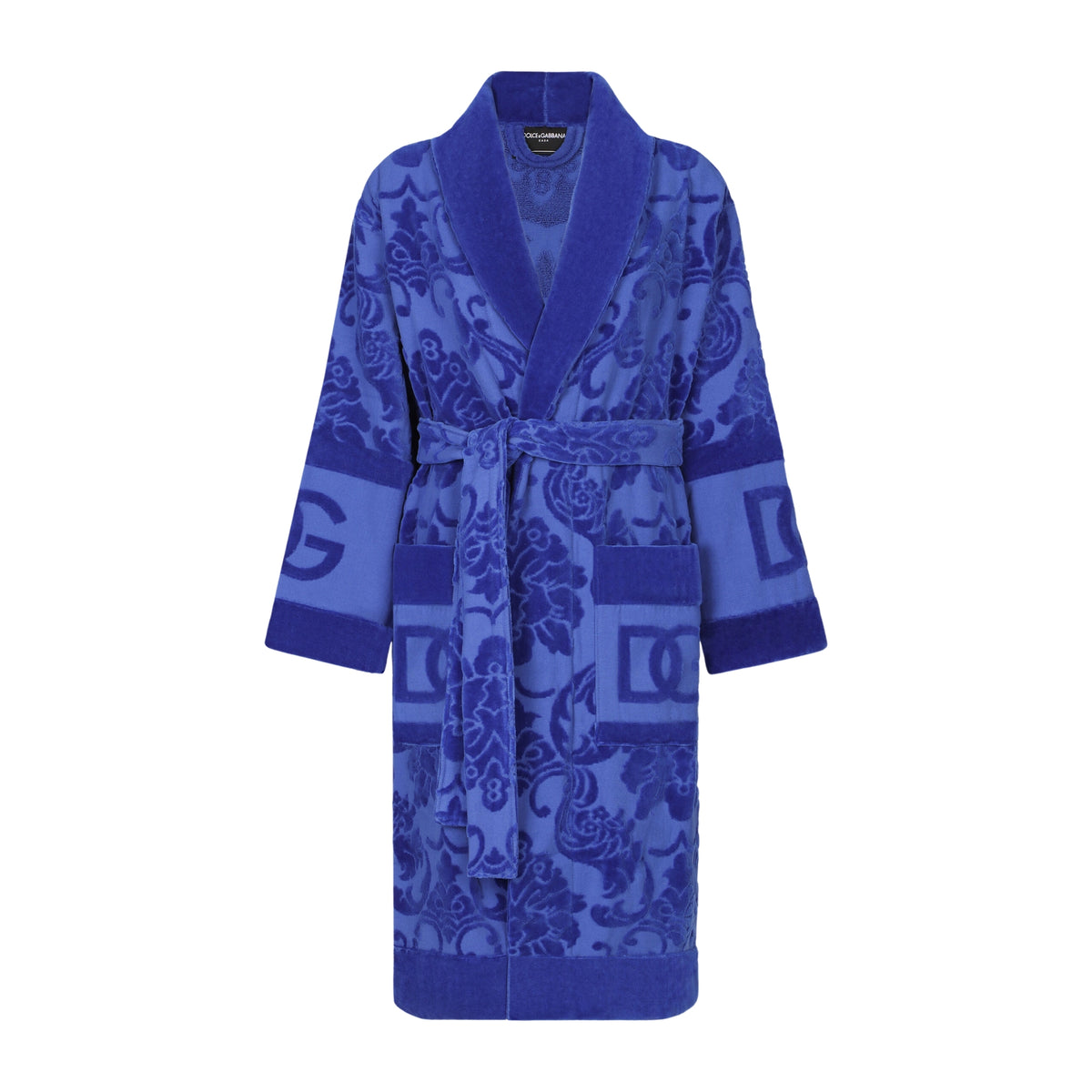 Peignoir en coton éponge jacquard DG Logo de Dolce & Gabbana Casa