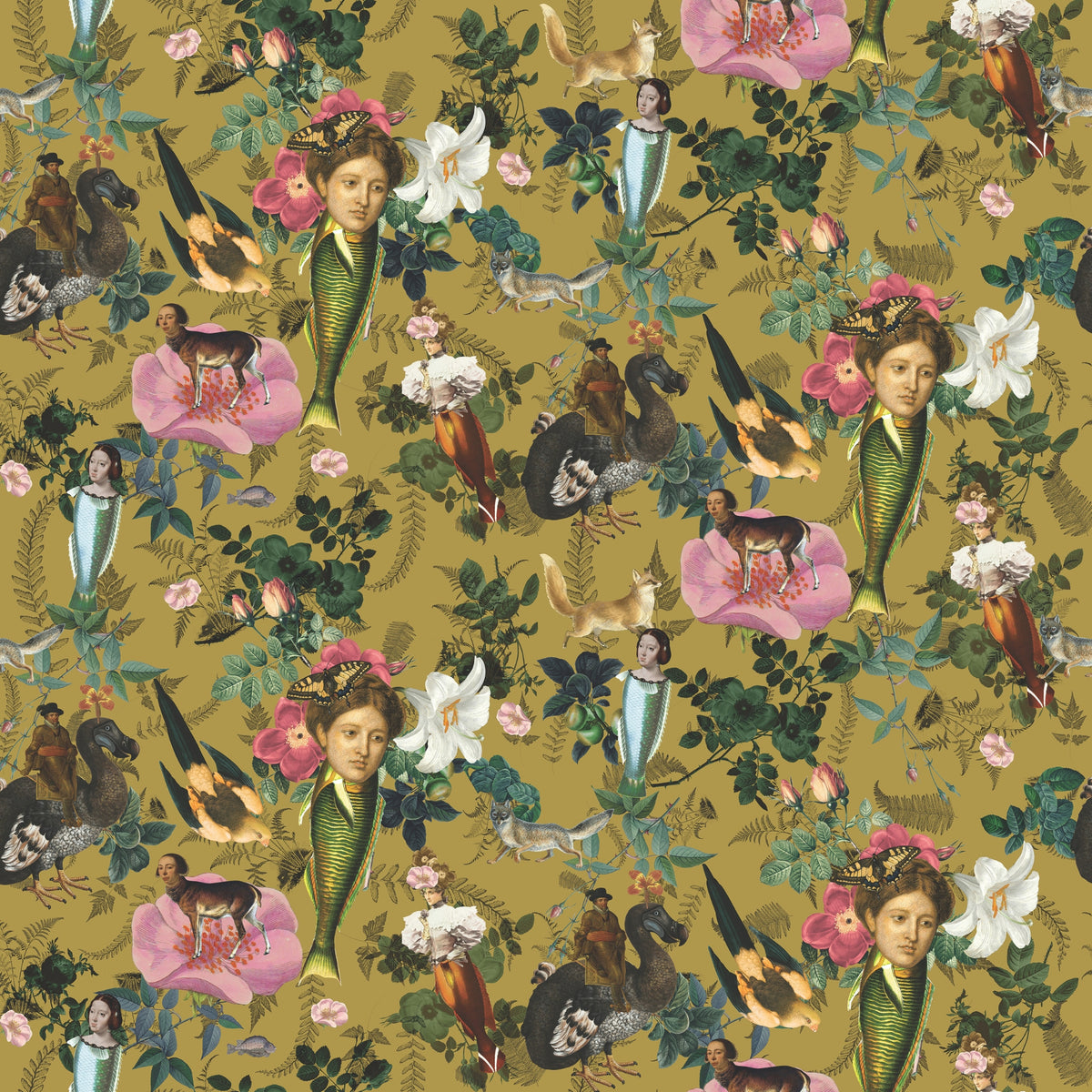 Papier peint Roserie ocre de Nomad Design