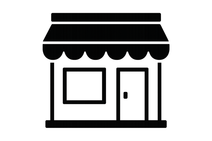 store building icon simple black and white, no letter no writing