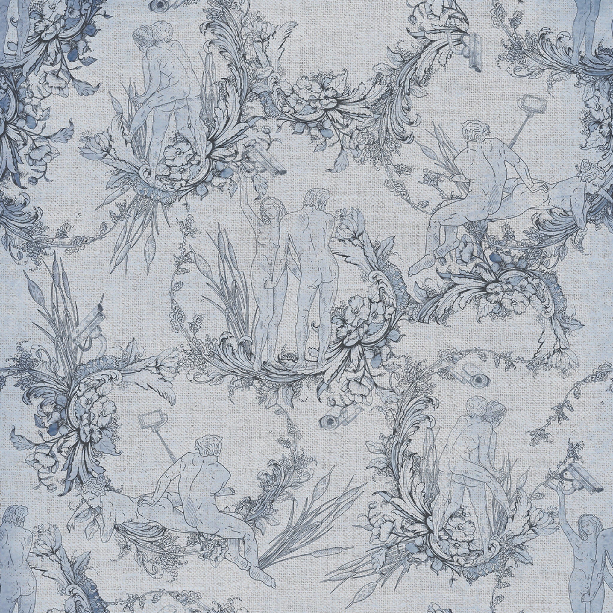 Papier peint Toile de nu bleu antique de Nomad Design