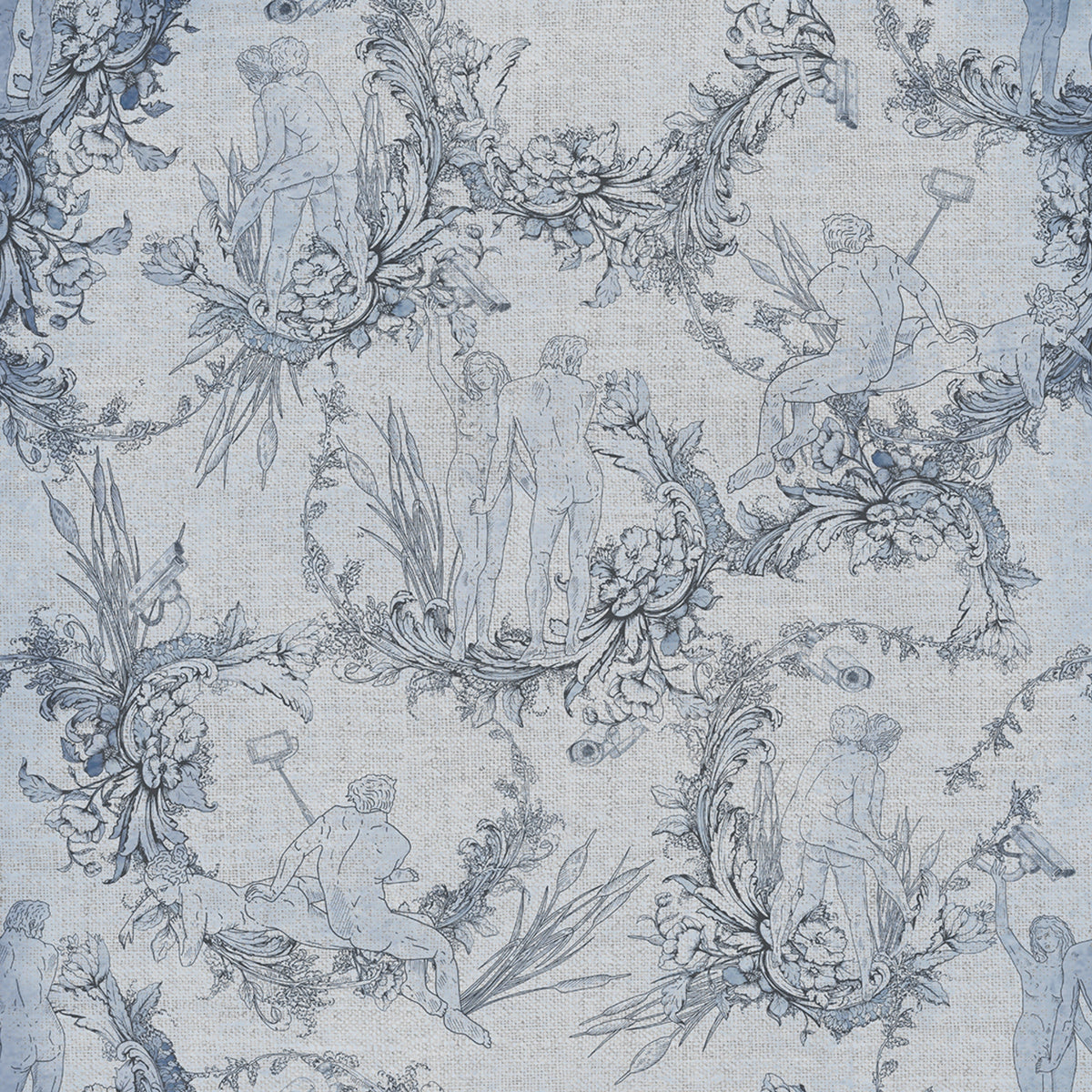 Papier peint Toile de nu bleu antique de Nomad Design