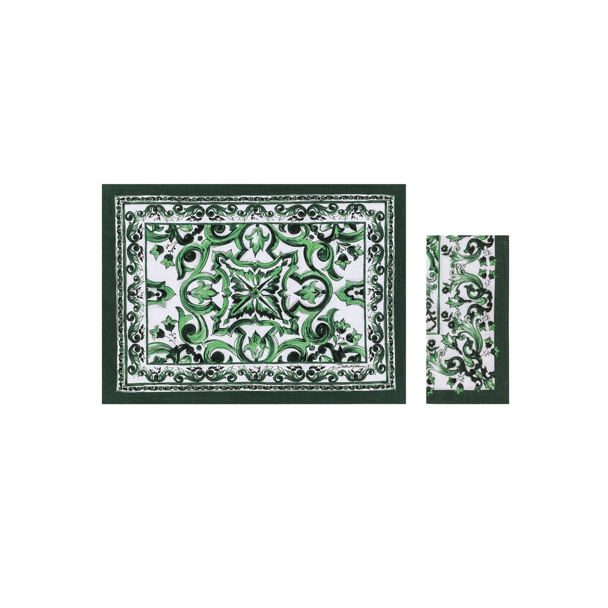 Set de nappe et sous-assiette en lin Verde Maiolica de Dolce & Gabbana Casa